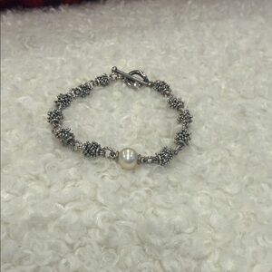 Michael Dawkins Silver Bracelet with Pearl Accent